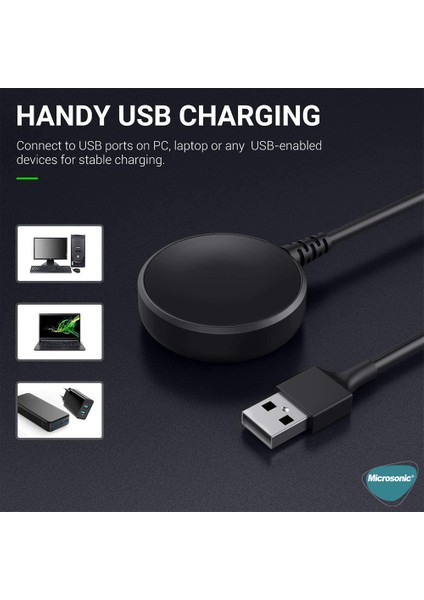 Samsung Galaxy Watch 6 44MM Manyetik USB Şarj Kablosu Siyah