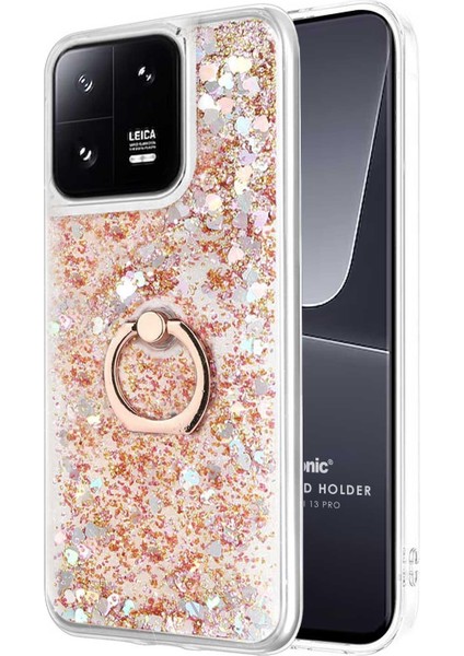 Xiaomi Mi 13 Pro Kılıf Glitter Liquid Holder Gold