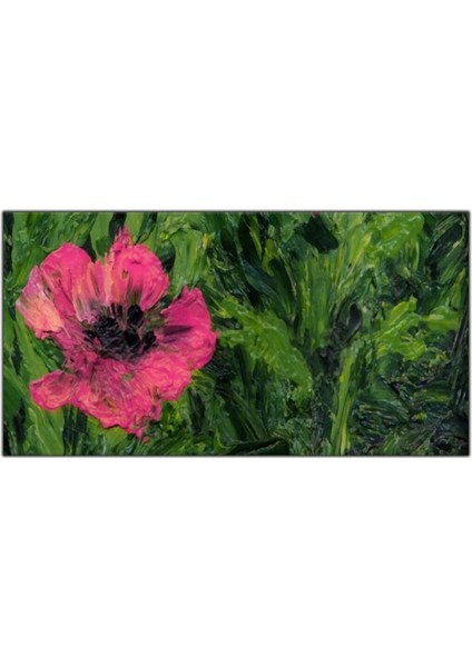 Ormanda Pembe Çiçek Yoğun Yağlı Boya Dokulu Tablo