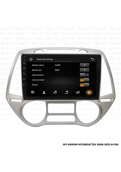 Hyundai I20 Android 12 Multimedya Carplay 4gb RAM+64GB HDD 2009-2012 Navigasyon Ekran modelleri