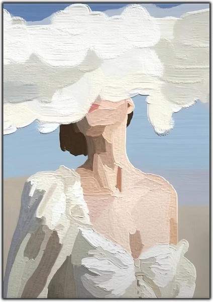 Bulut Kadın Yağlı Boya Dokulu Tablo