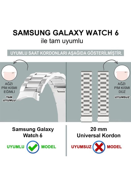 Samsung Galaxy Watch 6 Classic 47MM Solid Steel Kordon Gümüş