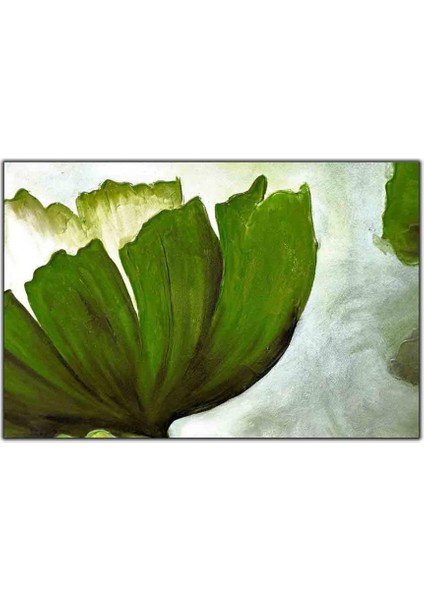 Yeşil Yapraklı Çiçek Yağlı Boya Dokulu Tablo