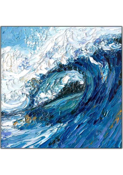 Büyük Okyanus Dalgası Yağlı Boya Dokulu Tablo