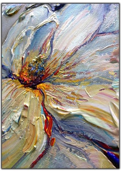 Çiçek Yağlı Boya Dokulu Tablo