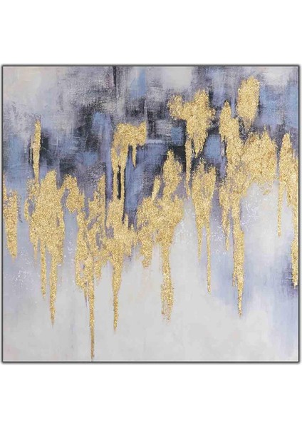 Altın Sarkıtlar Yağlı Boya Dokulu Tablo