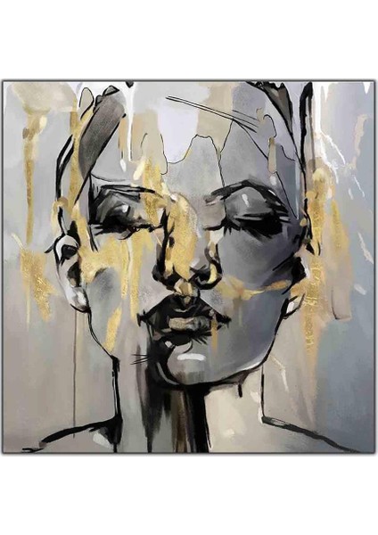 Altın Dokulu Soyut Kadın Yağlı Boya Dokulu Tablo