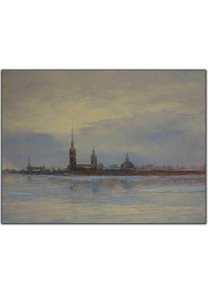 Uzun Kubbeli Şehir Yağlı Boya Dokulu Tablo