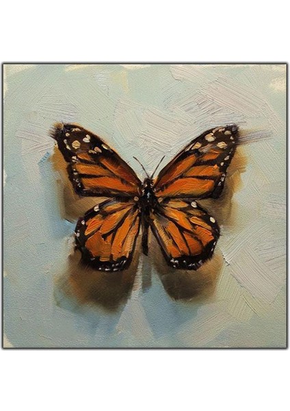 Turuncu Kelebek Yağlı Boya Dokulu Tablo