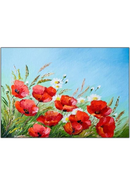 Kırmızı Gelincikler Yağlı Boya Dokulu Tablo