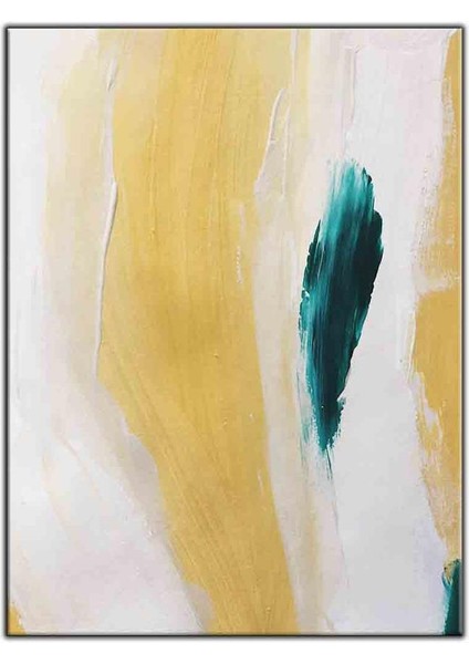 Soyut Sarı ve Yeşil Desenler Yağlı Boya Dokulu Tablo