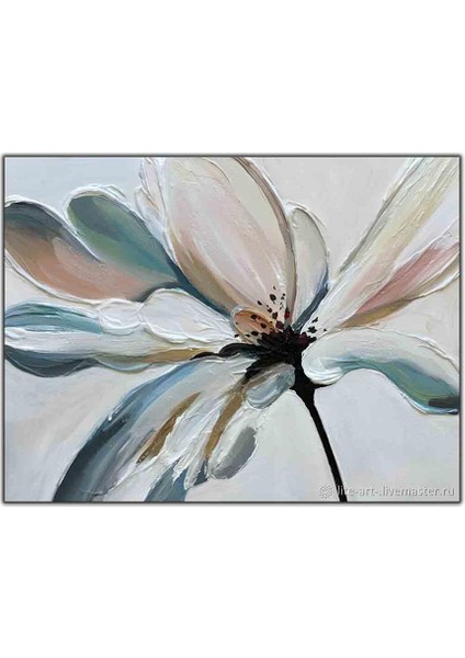 Rengarenk Yapraklı Çiçek Yağlı Boya Dokulu Tablo