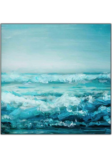 Açık Denizdeki Dalgalar Yağlı Boya Dokulu Tablo