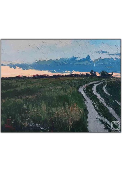 Çalıların Yanındaki Patika Yol Yağlı Boya Dokulu Tablo