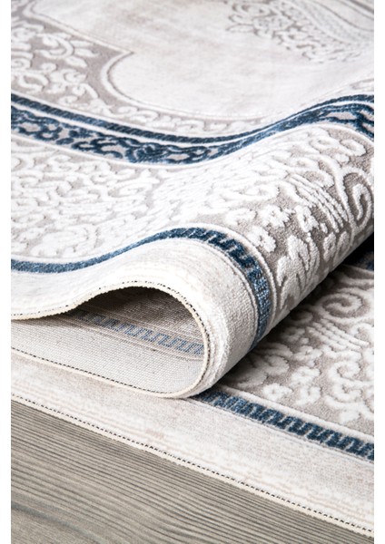 Ipek Mekik Halı Gordion Mavi Beyaz Klasik Göbekli Halı modelleri