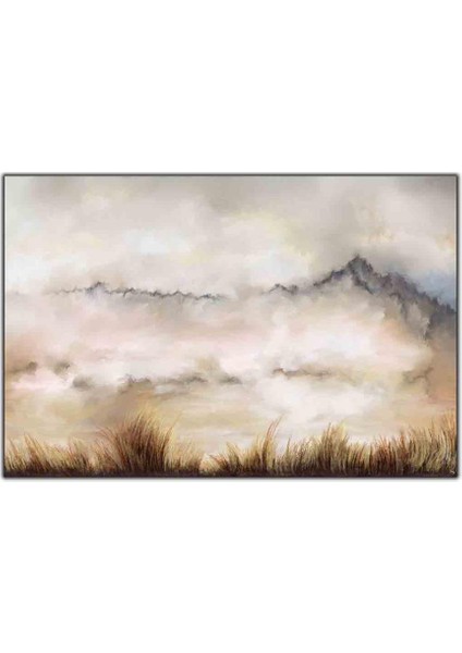 Dağ ve Çalılar Yağlı Boya Dokulu Tablo