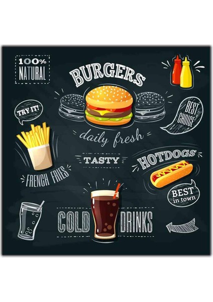 Daıly Fresh Hamburger Menü Kanvas Tablo