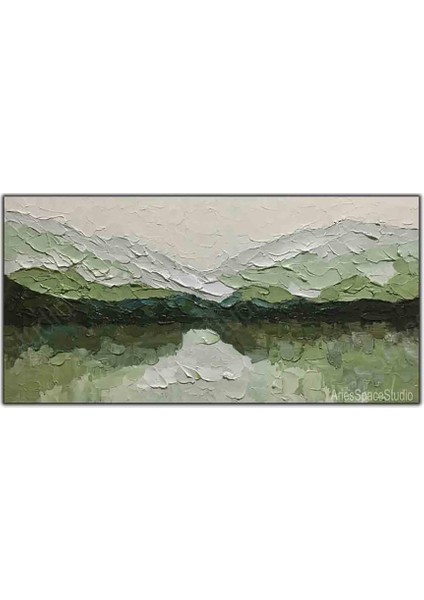 Soyut Yeşil Manzara Orijinal Yağlı Boya Tablo