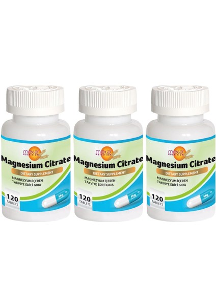 Magnesium Citrate 3 x 120 Tablet Magnezyum Sitrat