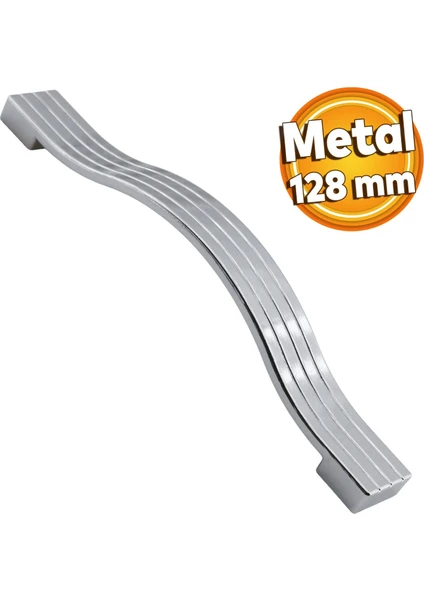 Akasya Metal Mobilya Mutfak Dolabı Çekmece Kapı Dolap Kapak Kulpu Kulbu Krom 128 mm Kulp