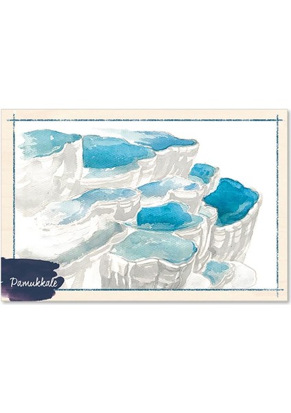 Pamukkale Travertenleri Ahşap Kartpostal