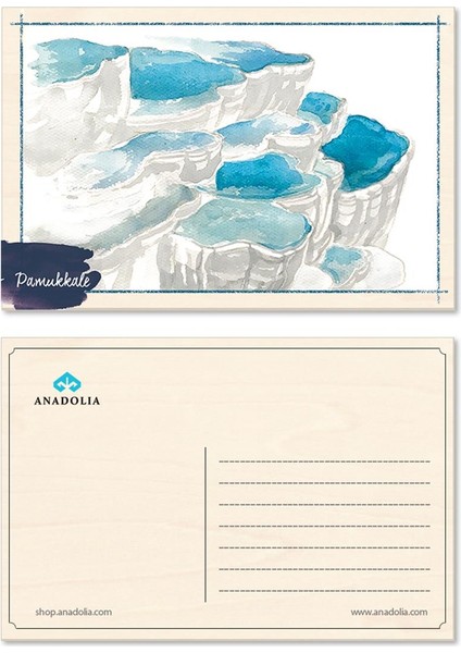 Pamukkale Travertenleri Ahşap Kartpostal