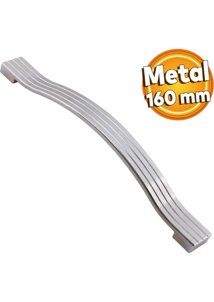 Akasya Metal Mobilya Mutfak Dolabı Çekmece Kapı Dolap Kapak Kulpu Kulbu Krom 160 mm Kulp