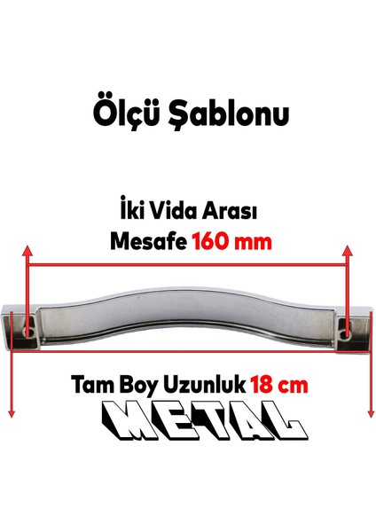 Akasya Metal Mobilya Mutfak Dolabı Çekmece Kapı Dolap Kapak Kulpu Kulbu Krom 160 mm Kulp