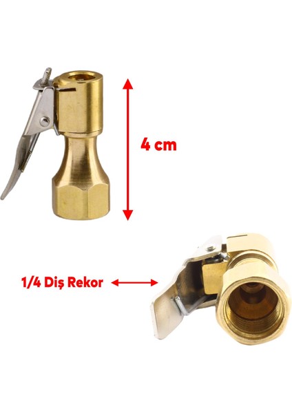 Lastik Şişirme Jak 1/4 Dişi Gövdeli Mandallı Mandalı Lastik Teker Top Hava Şişirme Kompresör Uyumlu