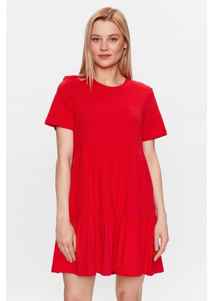 Kadın Onlmay %100 Pamuk Midi Elbise 15286934 Kırmızı