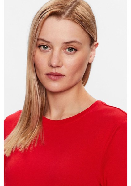 Kadın Onlmay %100 Pamuk Midi Elbise 15286934 Kırmızı modelleri