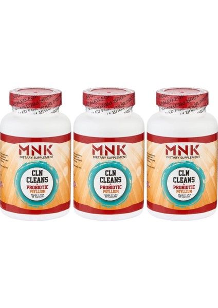 Cln Probiyotic Psyllium 3 x 60 Kapsül Probiyotik Cleans Flax Seed Marshmallow Slippery Elm Peppemint