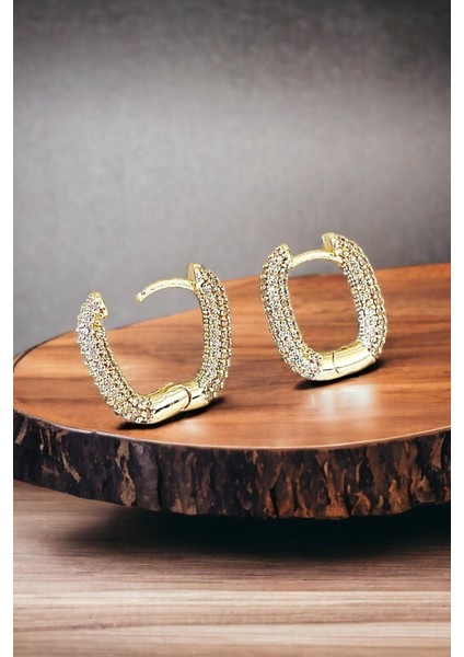 Zirkon Taşlı Altın Kare Küpe | Anti-Alerjik ve Kararmaz fırsatları