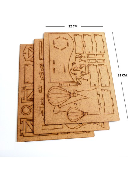 3 'lü Ahşap 3D Maket ,ahşap 3D Puzzle Seti 3st-3