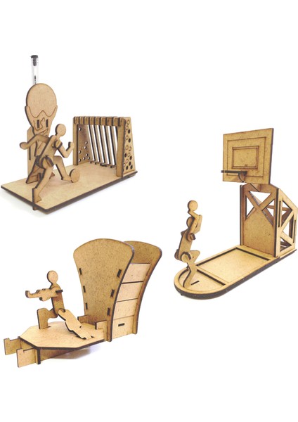 3 'lü Ahşap 3D Maket ,ahşap 3D Puzzle Seti 3st-4