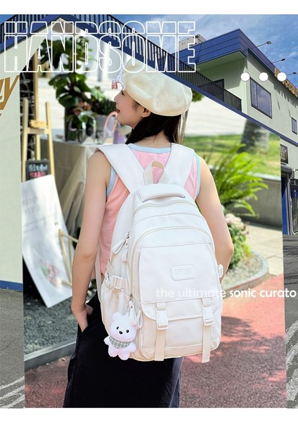 2023 Yeni Ortaokul Öğrencileri Okul Çantası Seyahat Basit Küçük Taze Hafif Büyük Kapasiteli Sırt Çantası Eğlence Çift Sırt Çantası (Yurt Dışından) fırsatları