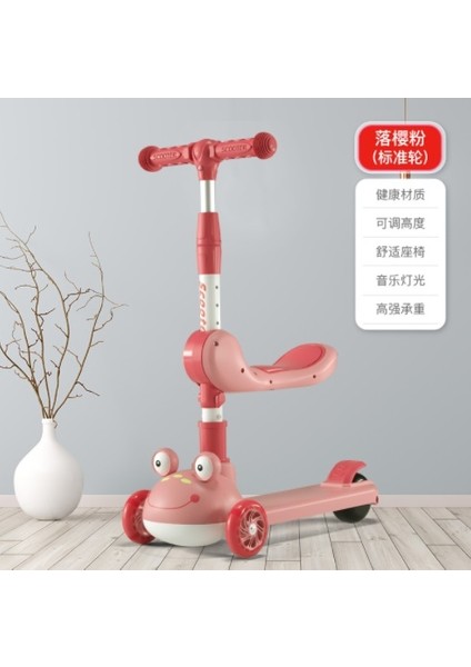 Çocuk Scooter 2'si 1 Arada Scooter Tek Düğme Katlanır Flaş Tekerlek Çocuk Yo-Yo (Yurt Dışından)