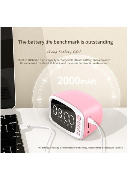 Hıfı ile LED Çalar Saat Bluetooth Hoparlör 1400 Mah Pil Yatak Odası (Yurt Dışından)