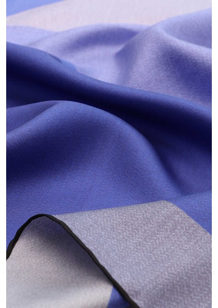 Saks Lila Geometrik Desen Twill İpek Eşarp