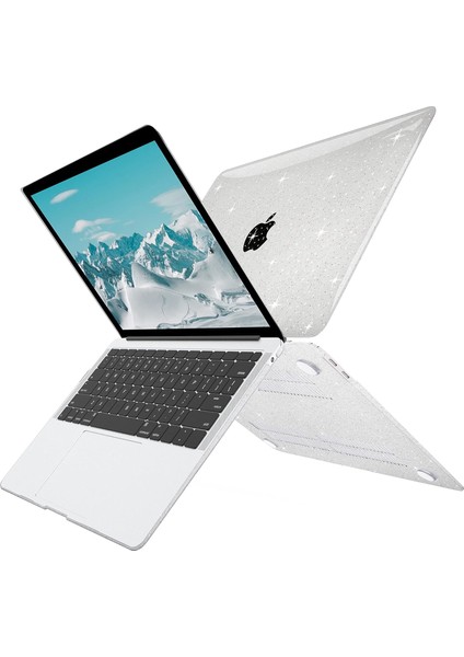 Apple MacBook Air M2 Çip 2023 Kılıf A2941 15.3 Inç Simli Yaldızlı 360° Koruma Hava Kanallı Kapak