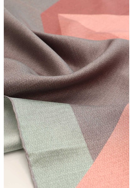 Somon Gri Geometrik Desen Twill İpek Eşarp modelleri