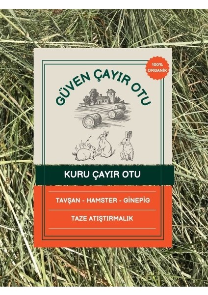 Güven Yemlik Çayır Otu Taze Yeşil ve Kuru Kemirgen Otu 2 kg