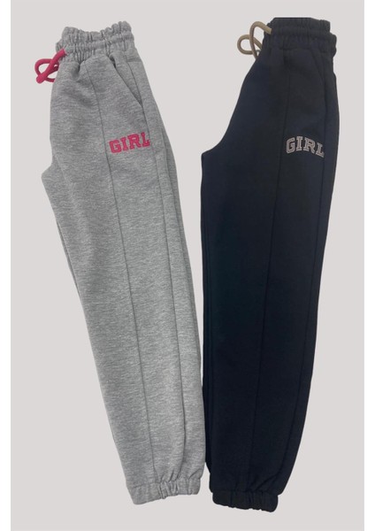 Kız Çocuk Girl Baskılı Biye Detaylı Eşofman Altı 25002 Gri fırsatları