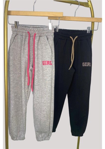 Kız Çocuk Girl Baskılı Biye Detaylı Eşofman Altı 25002 Siyah fırsatları