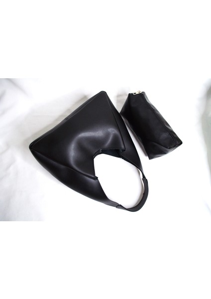 Siyah Kadın Suni Deri Yavrulu Omuz ve El Çantası modelleri