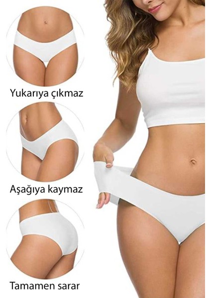 6 Adet Kadın Dikişsiz Lazer Kesim Esnek Iz Yapmayan Külot S6