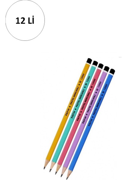 Köşeli Mercanlı Pastel Renkli Kurşun Kalem