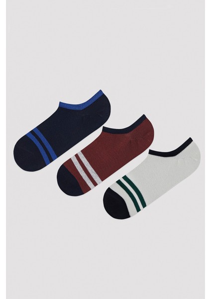 Erkek Çizgli 3lü Sneaker Çorap