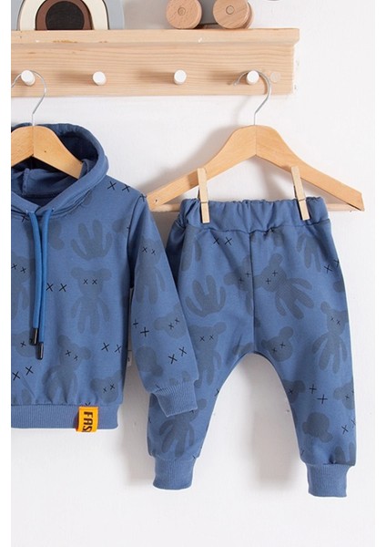 Cool Bear Kapüşonlu % 100 Pamuk Erkek Bebek Takımı modelleri