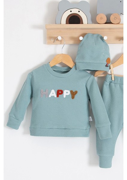 Happy Nakışlı 2'li Pamuklu Erkek Bebek Takım